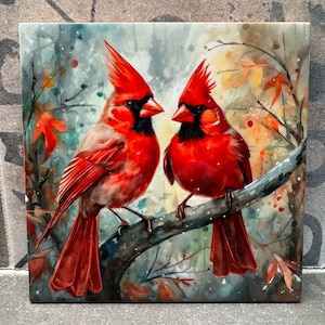Cardinal Bird Trivet for hot dishes, Hot Pads & Home Decor for Bird Lovers, Coaster, Tile Trivet, Bird Decor, Bird Art