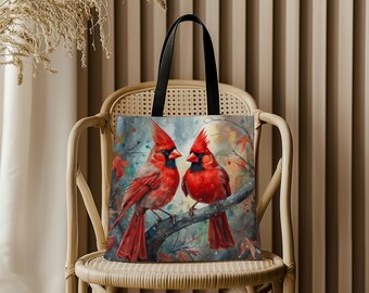 Cardinal Canvas Tote Bag - Nature Lover Gift, Birdwatcher Bag, Eco-Friendly Shopping Tote, Red Bird Graphic Handbag, Wildlife Canvas Tote