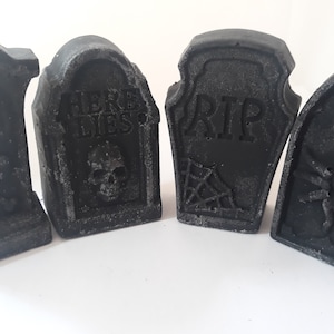 Set of 2 Black Linen Scented Tombstone/Gravestone Wax Melts - Made With a Soy and Paraffin Wax Blend