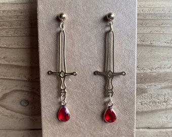 Goldryn Sword, Aelin Throne of Glass Inspired Sword Earrings