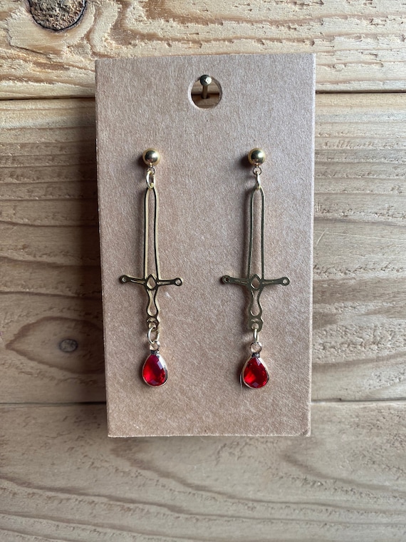 Goldryn Sword, Aelin Throne of Glass Inspired Sword Earrings