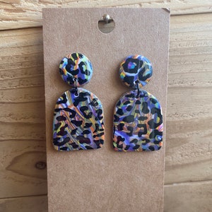 Retro Leopard Polymer Clay Earrings
