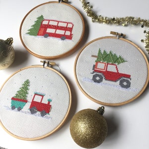 Christmas Transport Trio Cross Stitch Pattern PDF Download - Cross Stitch Pattern pdf Christmas - Cross Stitch Christmas Ornament