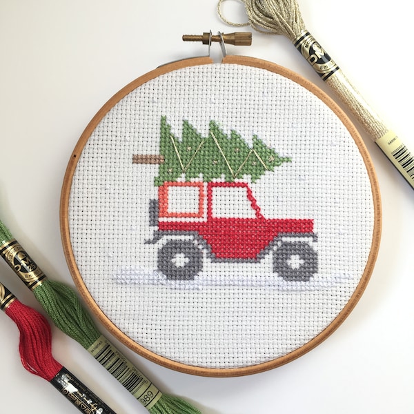 Christmas Jeep Cross Stitch Pattern PDF Download - Christmas Cross Stitch Pattern pdf - Cross Stitch Christmas Ornament