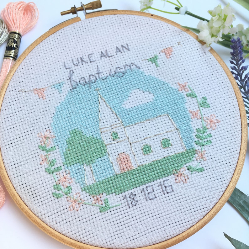 Baptism Christening Cross Stitch Pattern PDF Download Etsy