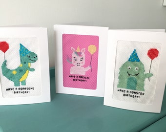 Birthday Card Trio Cross Stitch PDF Pattern