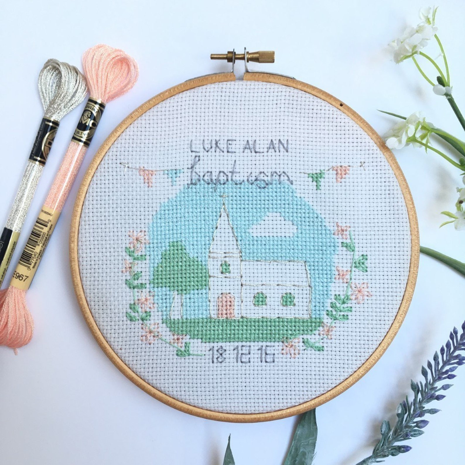 Baptism Christening Cross Stitch Pattern PDF Download Etsy