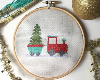 Christmas Train Cross Stitch Pattern PDF Download - Cross Stitch Pattern pdf Christmas - Cross Stitch Christmas Ornament