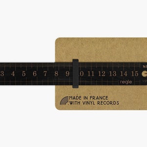 Regla para discos de vinilo – Regla de corte grabada en disco de vinilo – Accesorio de diseño de oficina para escolares – Papelería – Fabricado en Francia