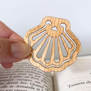 Bookmark Scallop Shell Wood – Sea Shell Cockle - Camino de Santiago Pilgrimage – Book Eco-Friendly Bookmark – Gift Idea Nature Book Lover