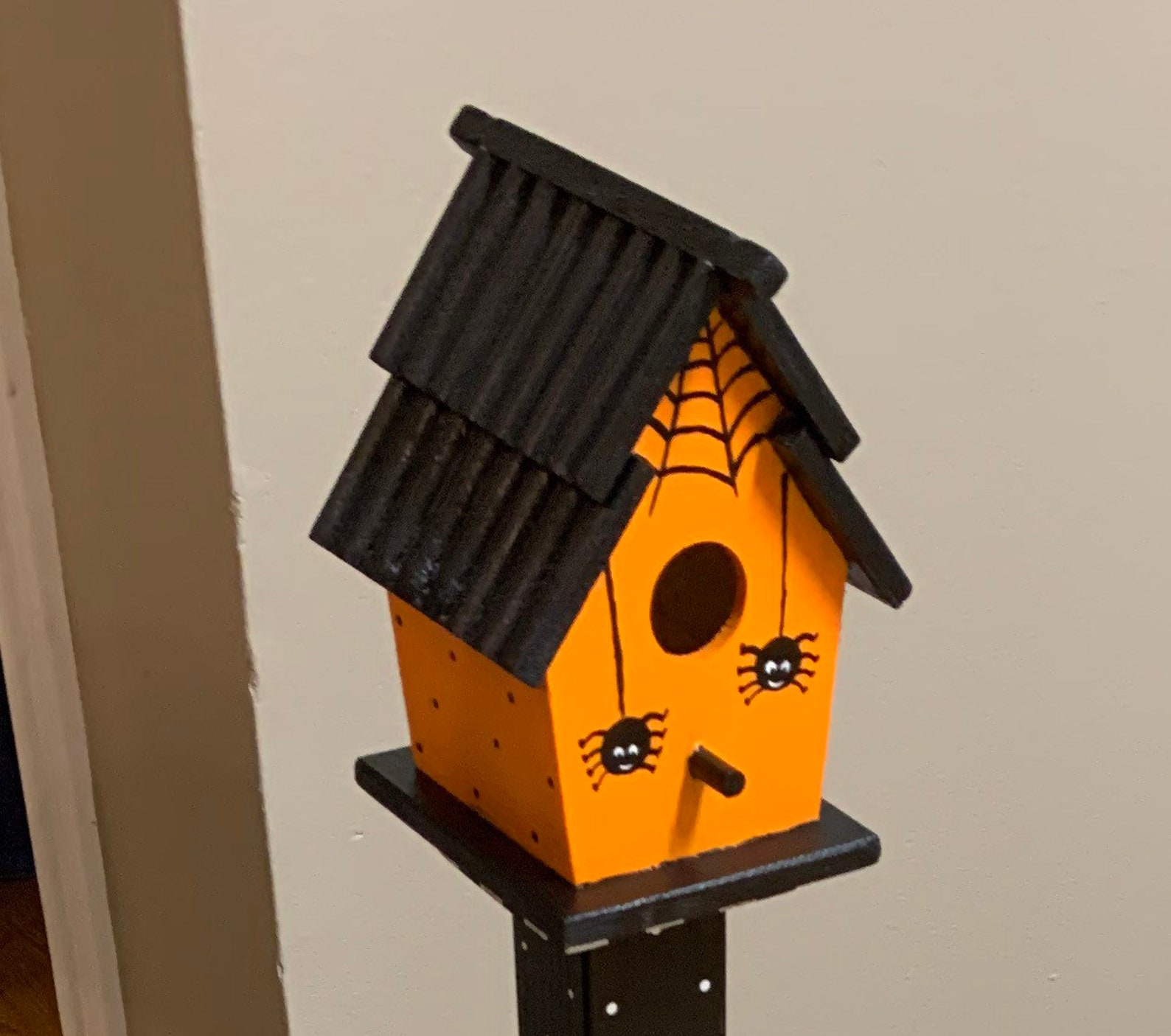 Small whimsical Halloween birdhouse hand painted polka dots Etsy