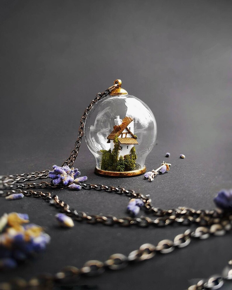 Moving Castle Howl Pendant with miniature glass necklace Etsy