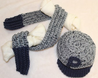 Personalized Crocheted Ball Cap and Scarf Set for Dogs