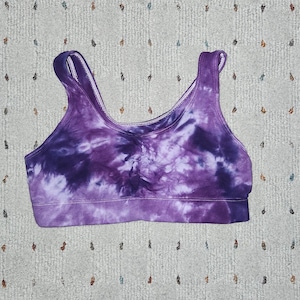 Purple tie dye sports bra, purple sports bra, workout clothes,  yoga,  festival, athletic clothing