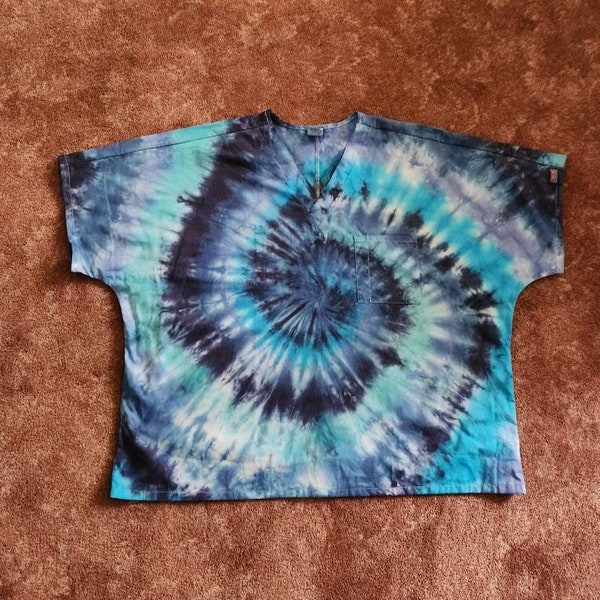 Tie dye scrub top, 3xl men's scrub shirt, doctor, nurse, anesthetist