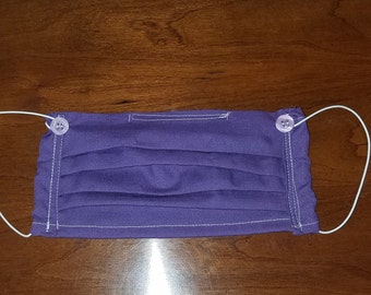 Cotton cloth washable mask with filter pocket, size adult,  made in the USA
