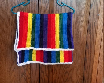 Rainbow / roygbiv crocheted baby blanket, newborn gift, ready to ship