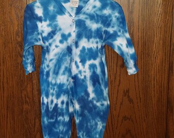 Baby sleeper/union suit tie dyed blue