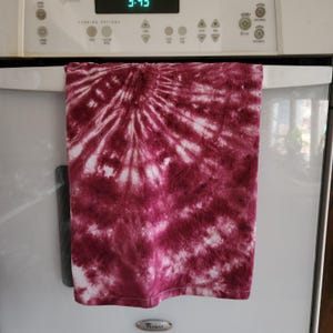 Tie dye maroon dish towel, kitchen dish towel,  flour sack towel,  housewarming gift, spiral tie dye