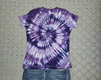 Purple tie dye shirt, tops and tees, spiral tie dye t shirt, boho shirt, festival clothing, gift for her,  hippie