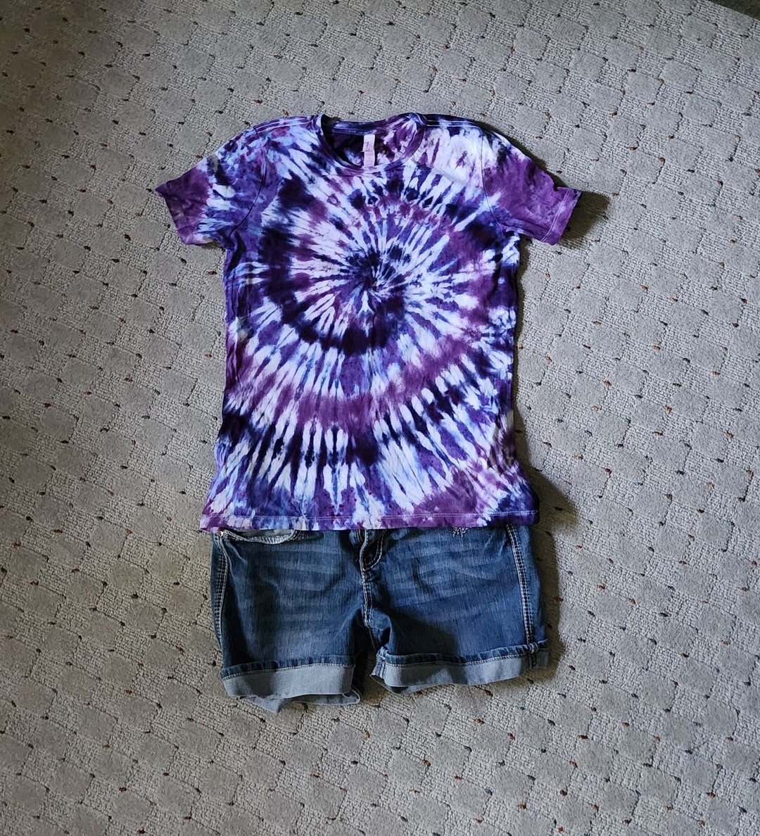 Summer Clothing Women, Purple Tie Dye Shirt, Tops and Tees, Spiral Tie