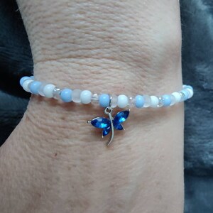 Pretty blue beaded butterfly bracelet