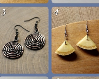 Handmade earrings from natural materials: copper and wood. Stylish decorations.
