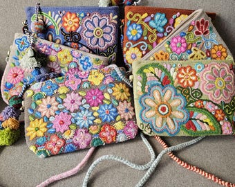 Peruvian embroidered bag, flower bag, flower lover's bag, floral hand-embroidered bag, Handembroidered Bag, Colorful Sustainable, fair trade