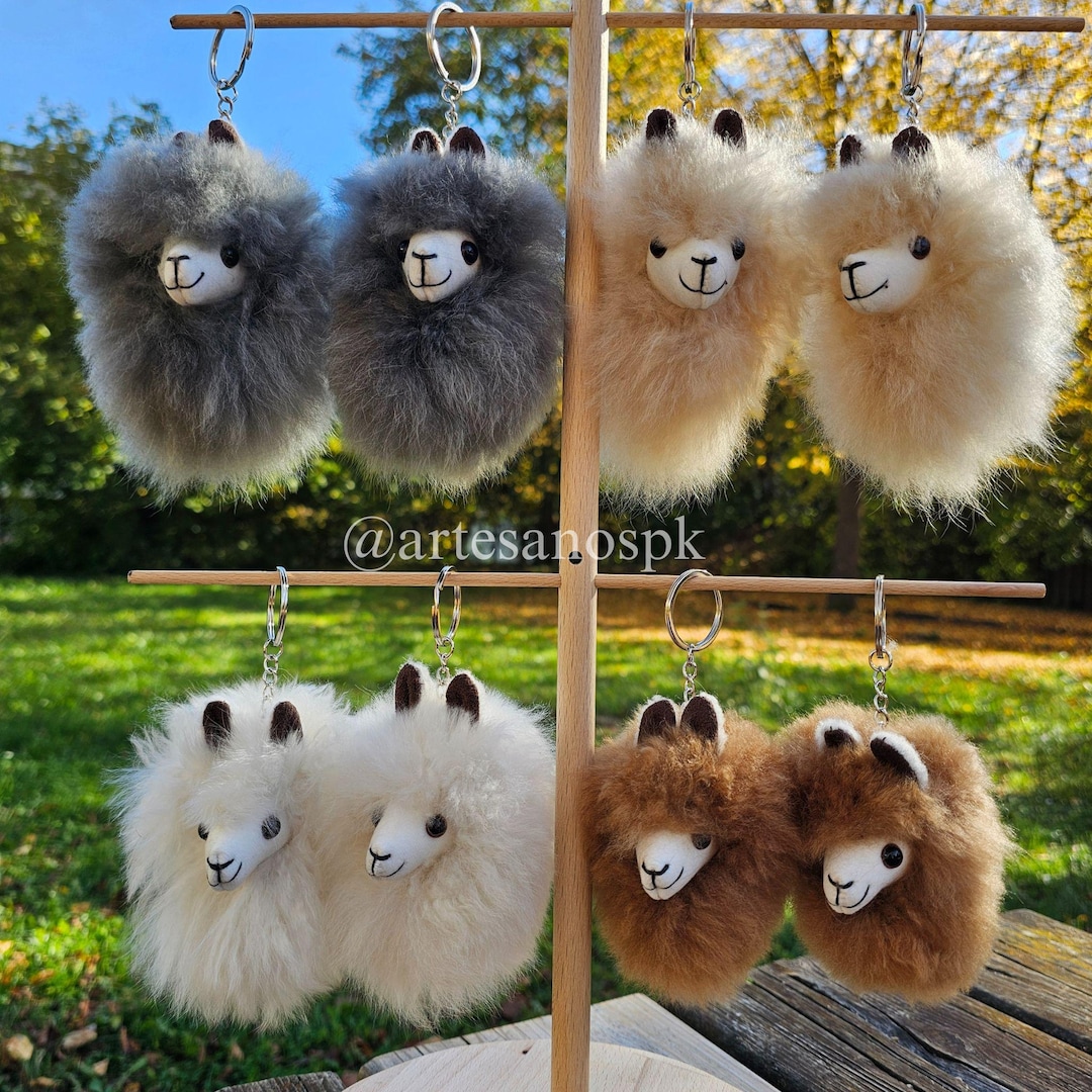 Handcrafted Miniature Alpaca, Gift Bag Accesosries, Alpaca Fur Keychain ...