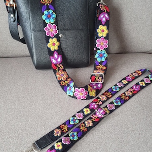 Replacement embroidered strap for crossbody bag, Peruvian handmade bag strap, Embroidered Handbag Strap, Floral Purse Strap, Fair Trade