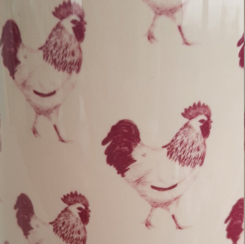 Red and cream cockerel repeat pattern mug image 3