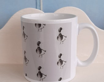 Grey and brown mallard duck repeat pattern mug