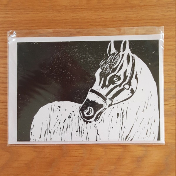 Horse Lino Print Greetings Card (Blank)