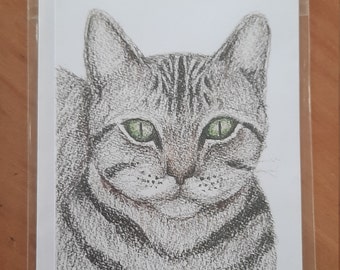 Grey Cat Greetings Card (Blank)