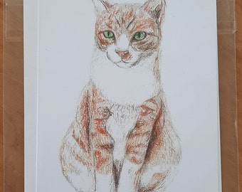 Ginger Cat Greetings Card (Blank)