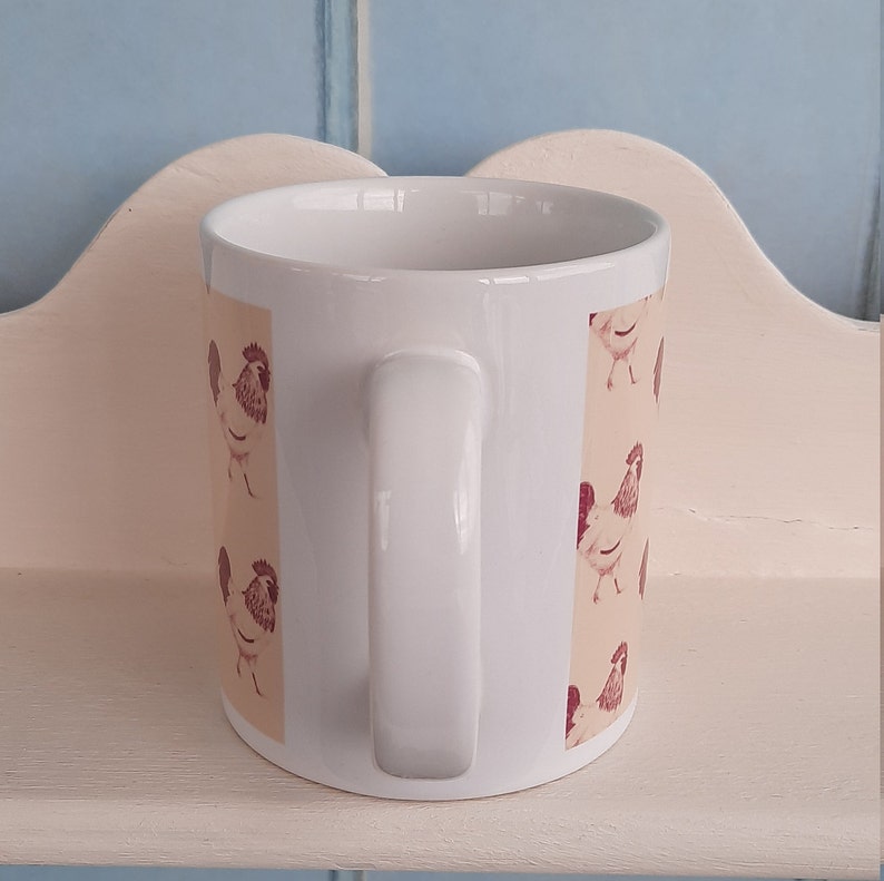 Red and cream cockerel repeat pattern mug image 5