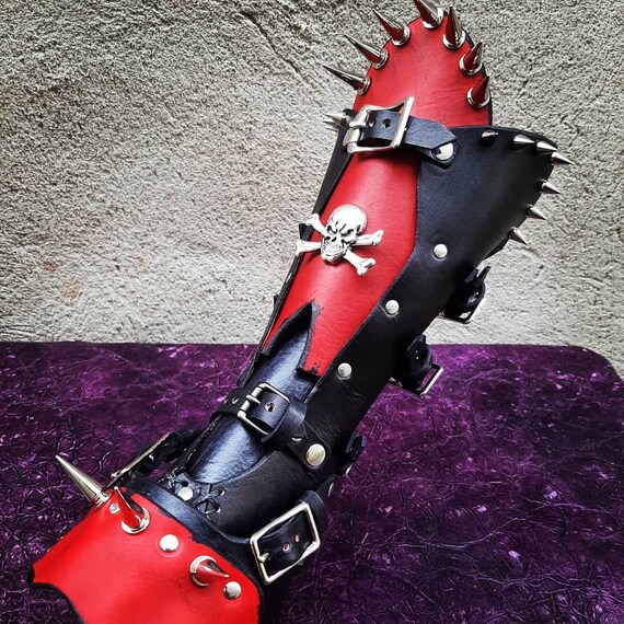 Black and Red Punked Out Arm Guards Etsy