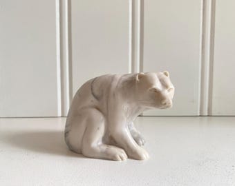Vintage Pearlite Marblecraft-beer – handgesneden Canadees marmeren beeldje, ijsbeersculptuur