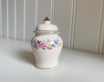 antieke bloemen gemberpot kruidpot trinket schotel sadler engeland deksel jar kitchenalia decor cottage