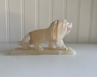 onyx sculptuur leeuw midcentury decor groot 10,5"