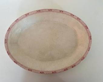 antieke rode transferservies uit de jaren 1900 extra grote schaal 17"