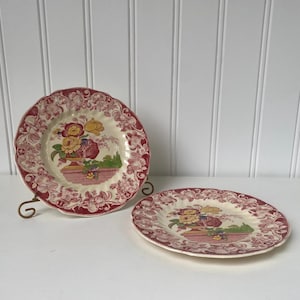 röd transferware royal doulton pomeroy par tallrikar handmålade blommiga vintage gul tulpan tallrik vägg gallerivägg bordsdekoration