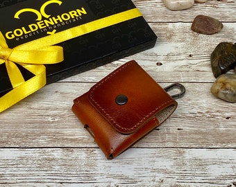 Shiny Brown AirPods Case with Keychain, Personalized AirPods Leather Case Cover, Leather Airpod Pro Case, Engraved AirPods Case,