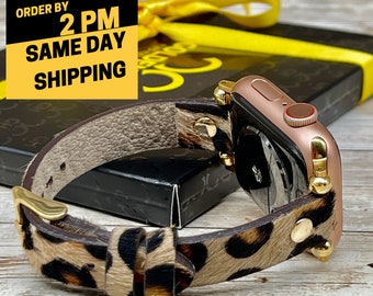 Leopard Apple Watch Band 38mm 40mm 42mm 44mm,Slim Leopard Print Apple Watch Strap for series 6-5-4-3-2-1 &SE, Best customized gift for her