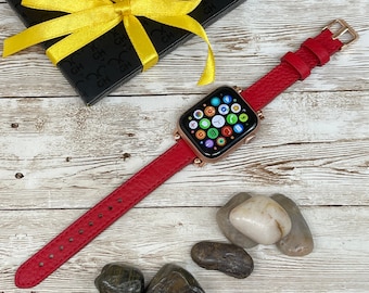 Slim Apple Watch Band for 38mm 40mm 42mm 44mm, Mothers Day Gift, Slim Leather Apple Watch for Women, iWatch Band, Gift for Her Sister