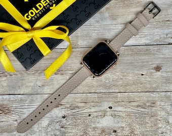 Mujer Apple Watch Band 38mm 40mm 42mm 44mm Cuero Slim Apple Watch Band para mujeres, regalo para su pulsera iwatch