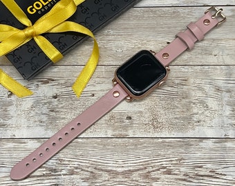 Pink Apple Watch Band 38mm 40mm 41mm 42mm 44mm 45 mm, Slim Light Pink Band for Apple Watch Series 1 2 3 4, iwatch Band for Women