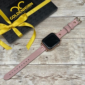 Pink Apple Watch Band 38mm 40mm 41mm 42mm 44mm 45 mm, Slim Light Pink Band for Apple Watch Series 1 2 3 4, iwatch Band for Women