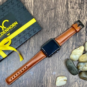 Apple Watch Band, Apple Watch Leather Band, Genuine Leather Brown Apple Watch Band 42mm, 38mm, 40mm, 44mm, Series 3 4 5 6, Free Engraving