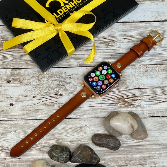 ブラウンバーニッシュレザーApple Watchバンド38、40、41、42、44 